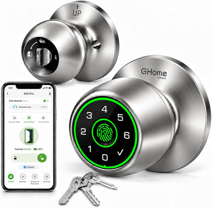 GHome Smart K20 PRO - Cerradura de puerta de huellas dactilares, 4...