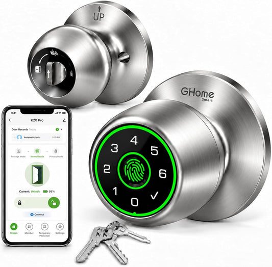 GHome Smart K20 PRO - Cerradura de puerta de huellas dactilares, 4...