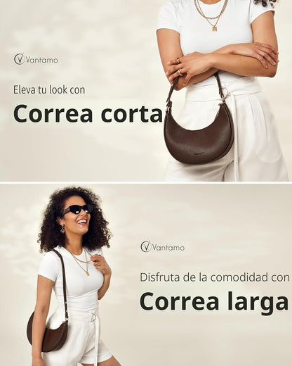 Bolsos Vantamo para mujer con forma de media luna con protección RF...