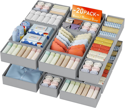 DIMJ Organizador de cajones para almacenamiento de ropa, paquete de...