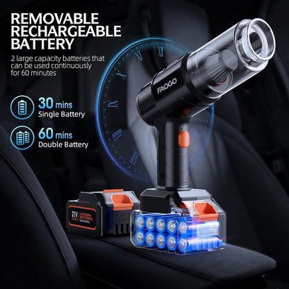 FAOGO Aspiradora portátil inalámbrica para automóvil, motor sin esc...