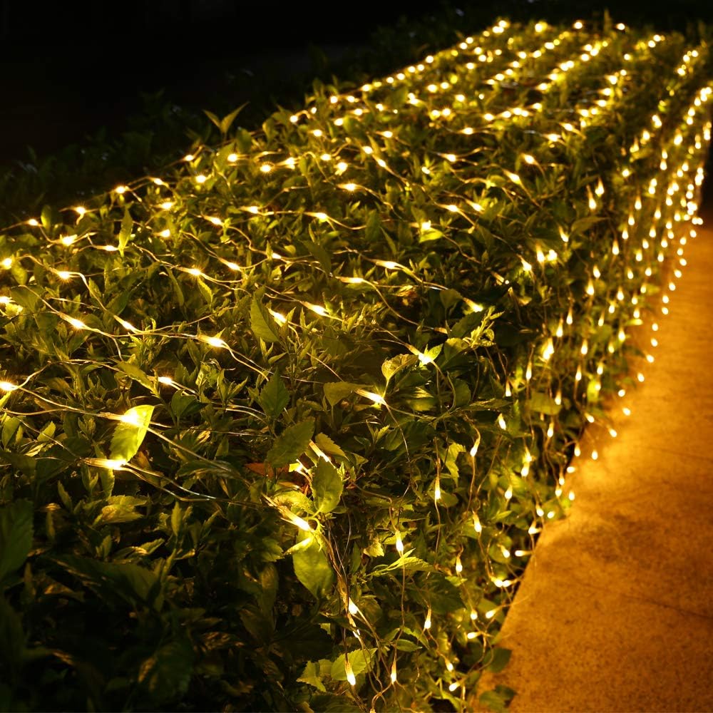 Joomer Paquete de 2 luces de red de Navidad de 12 pies x 5 pies, lu...