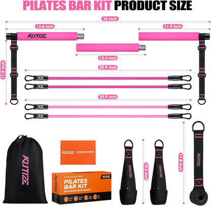 KUTIZE Kit de barra de pilates con bandas de resistencia, equipo de...