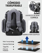 Dinictis Mochila de pañales de 40 L para papá, bolsas de pañales de...