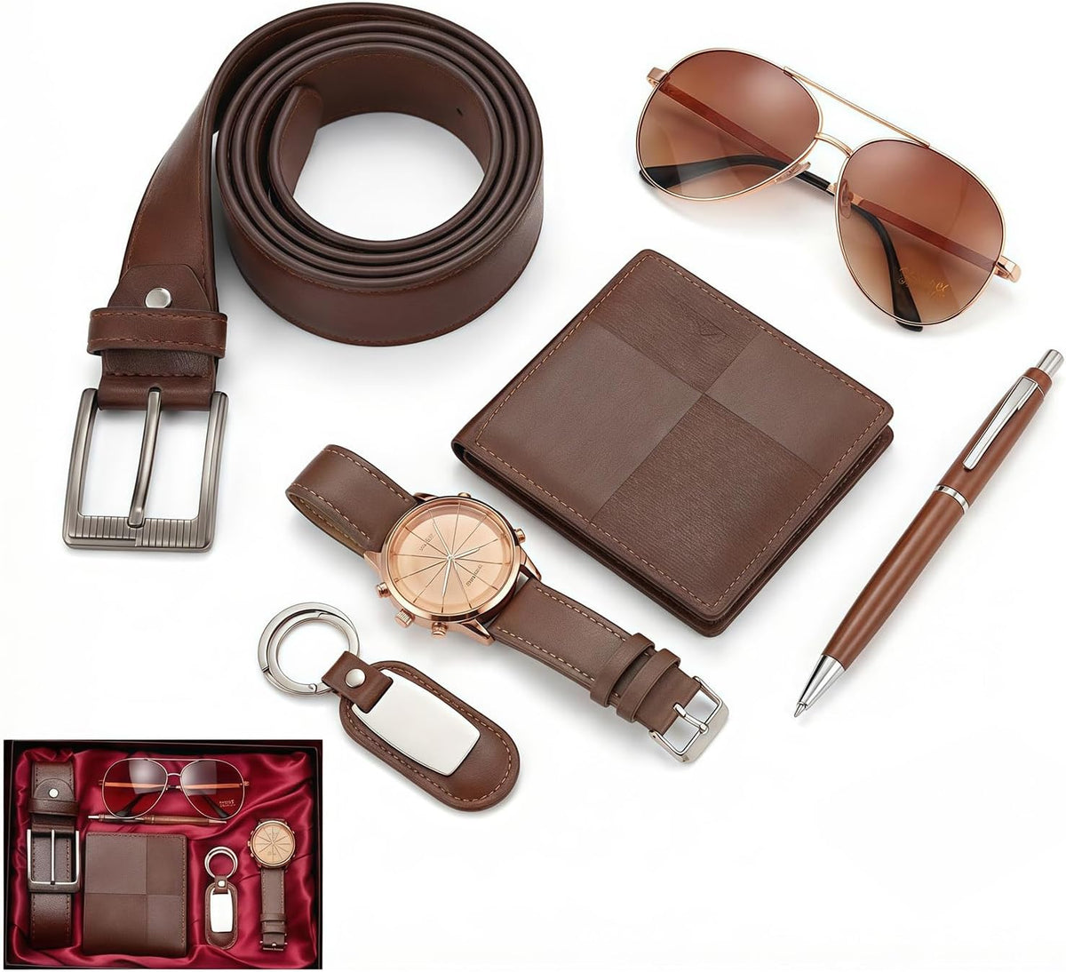 CXLZENGH Juego de regalo para hombre, 6 piezas, reloj, billetera, c...