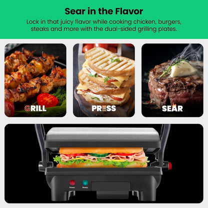 Chefman Panini RJ02-180 parrilla de presa y sandwichera gourmet con...