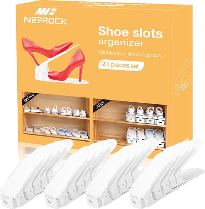 Neprock Organizador de ranuras para zapatos, paquete de 20 estantes...