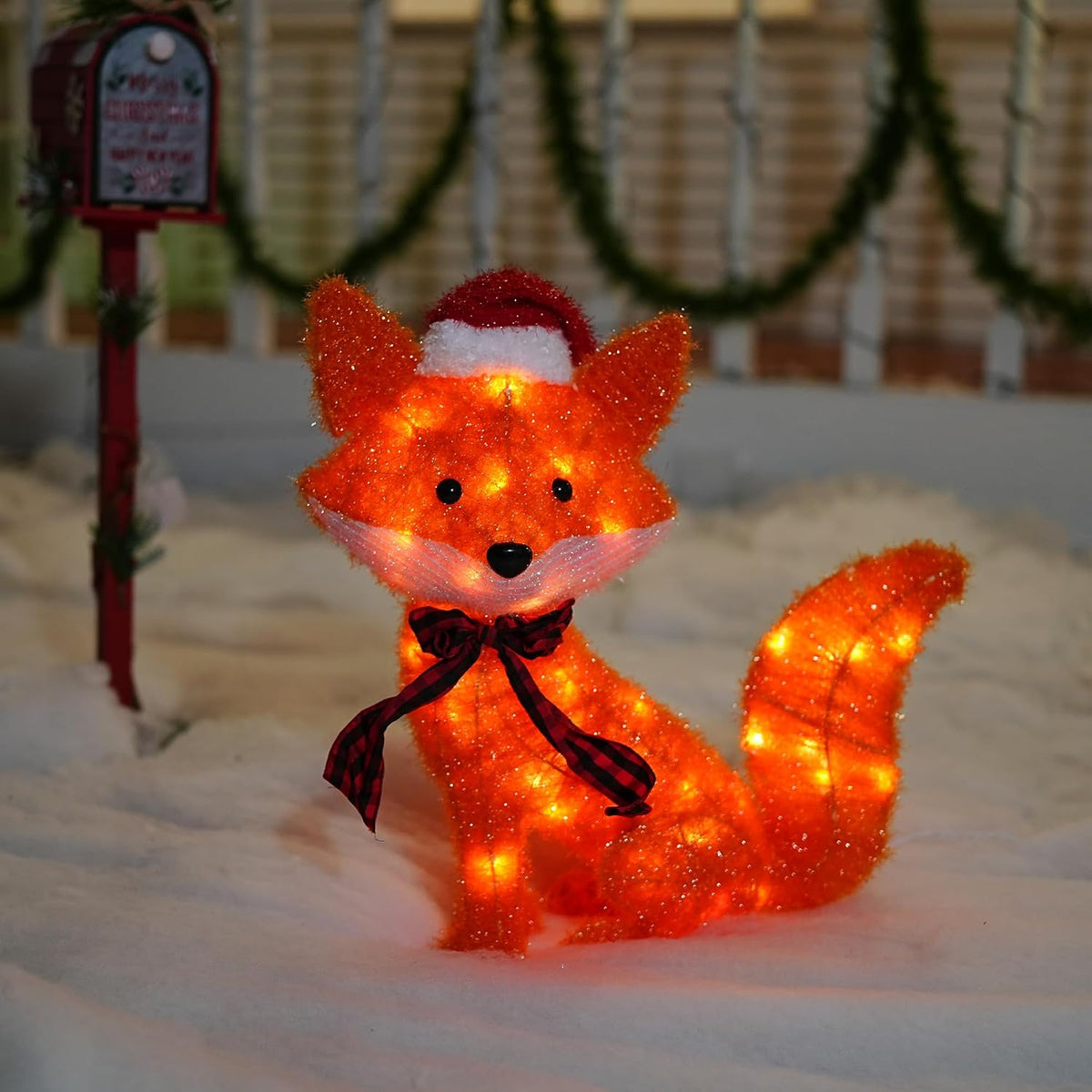 Dazzle Bright Zorro de Navidad iluminado 3D de 20 pulgadas, decorac...