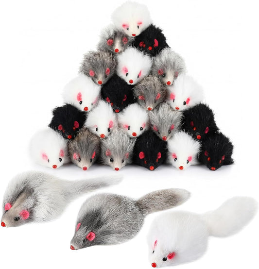 Hungdao 12 piezas de juguetes para gatos de ratones de piel con son...