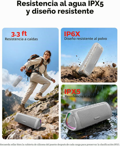 Altavoz Bluetooth, sonido HD de 20 W, inalámbrico portátil, IPX5 im...