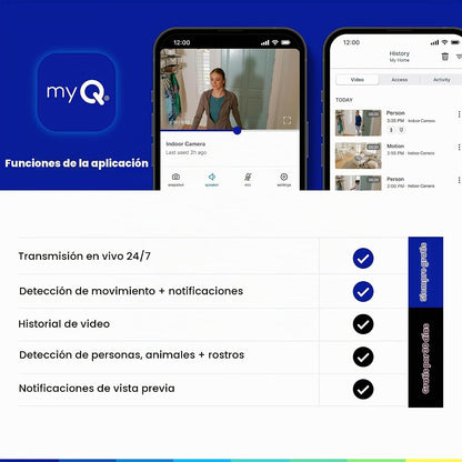 myQ - Cámara de seguridad enchufable para interiores Gen 2 \u2013 C...