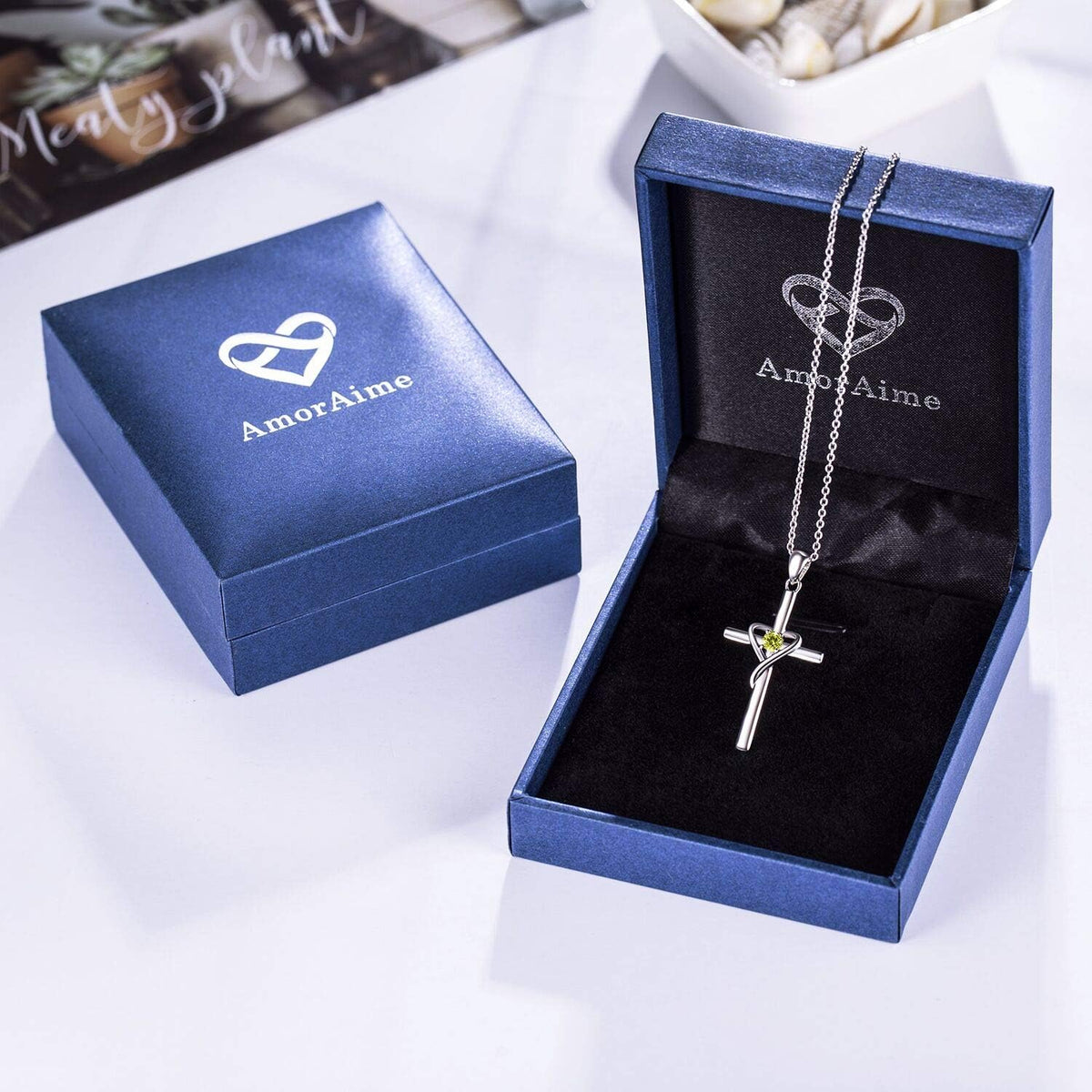 AmorAime Collar con cruz de plata de ley 925 para mujeres y hombres...