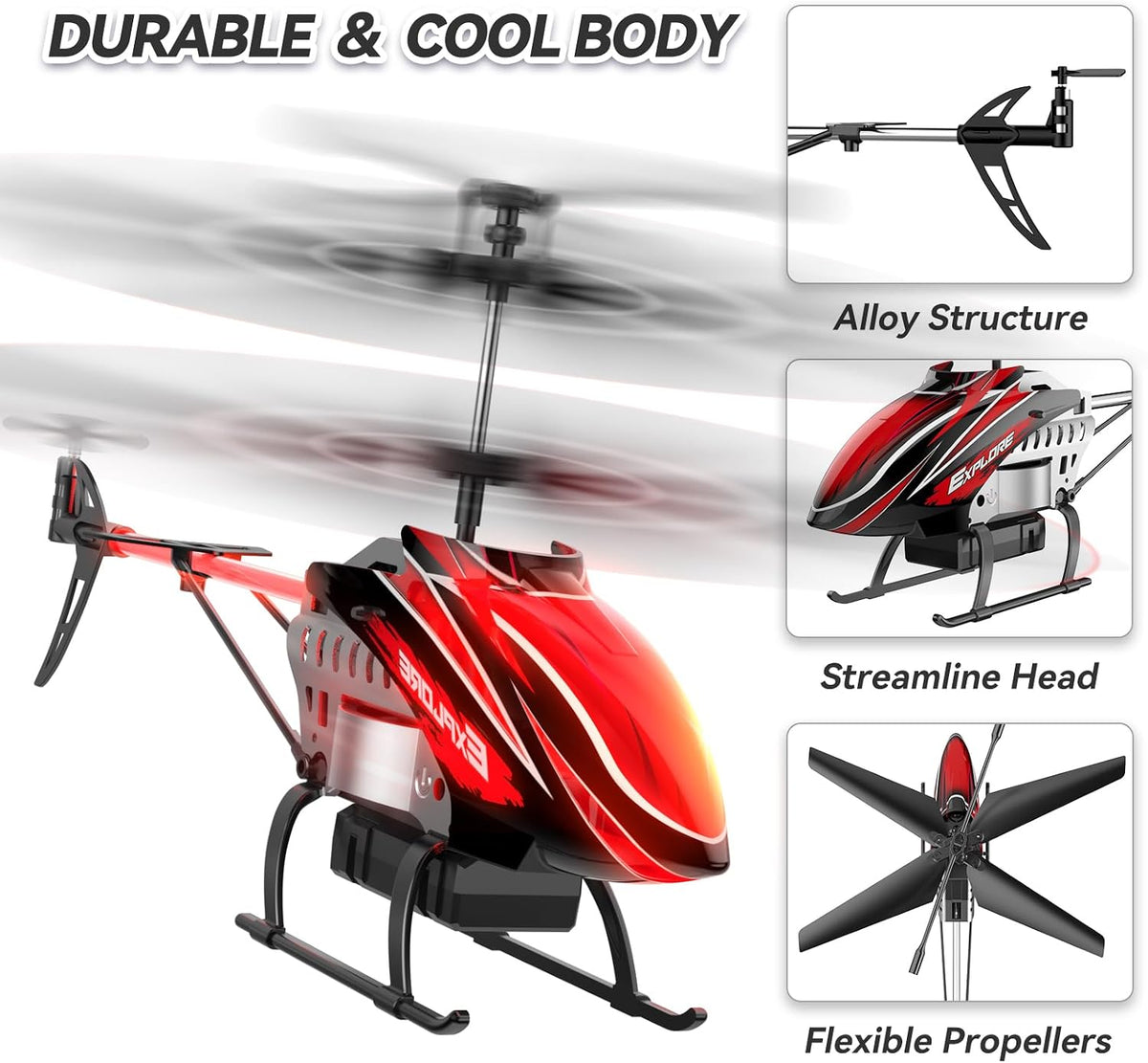 BUSSGO Helicóptero RC, helicóptero de control remoto para niños con...