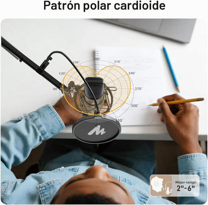 MAONO A04 Gen2 y MH601 Micrófono Podcast con paquete de auriculares...