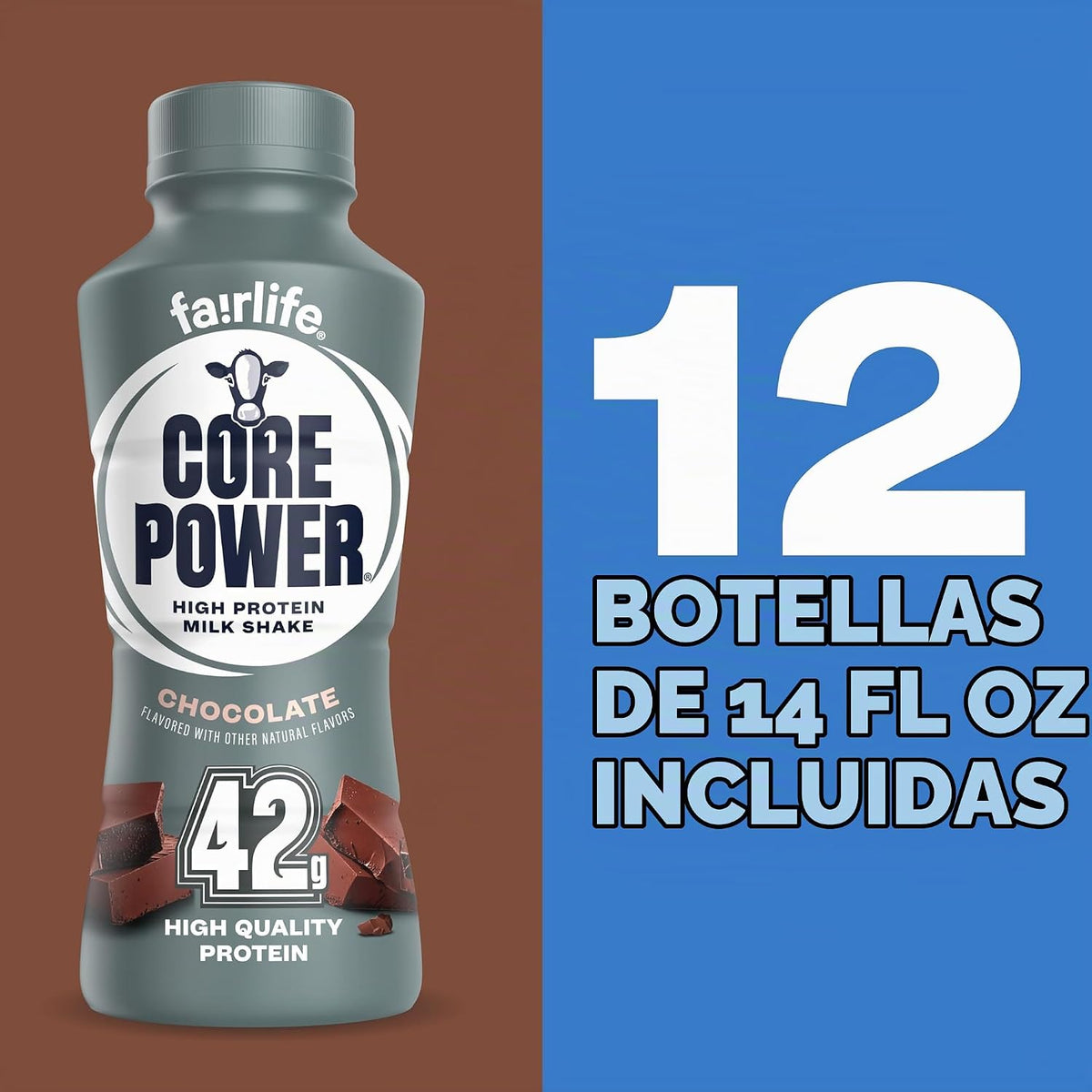 Core Power Shakes de proteínas altas (42 g), chocolate, listo para...