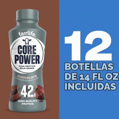 Core Power Shakes de proteínas altas (42 g), chocolate, listo para...