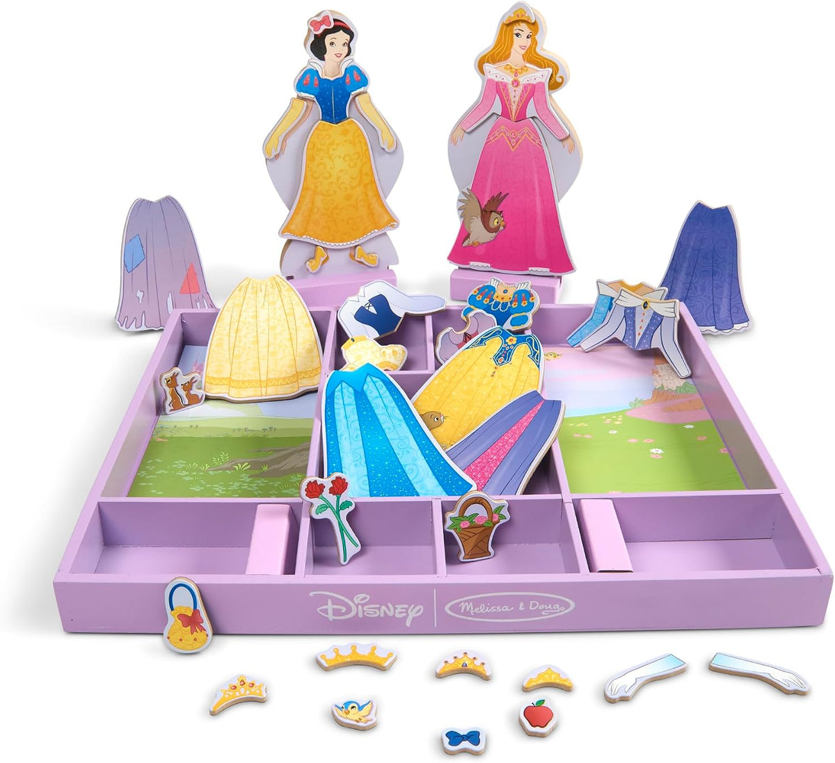Juego de princesas de madera con vestidos magnéticos para vestirlas...