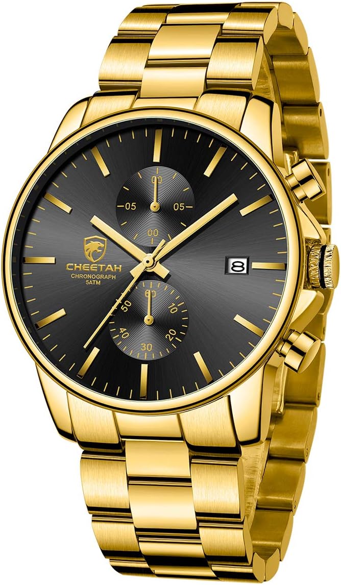 GOLDEN HOUR Fashion Business - Relojes para hombre con cronógrafo,...
