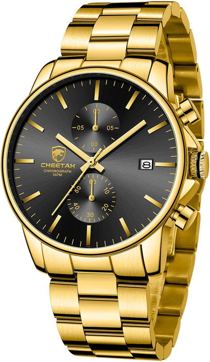 GOLDEN HOUR Fashion Business - Relojes para hombre con cronógrafo,...