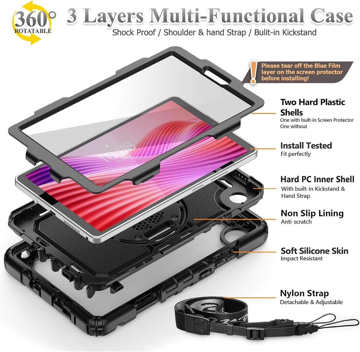 SEYMAC stock Funda para tablet Lenovo Tab One \/ K9 (TB305FU) 8.7 p...