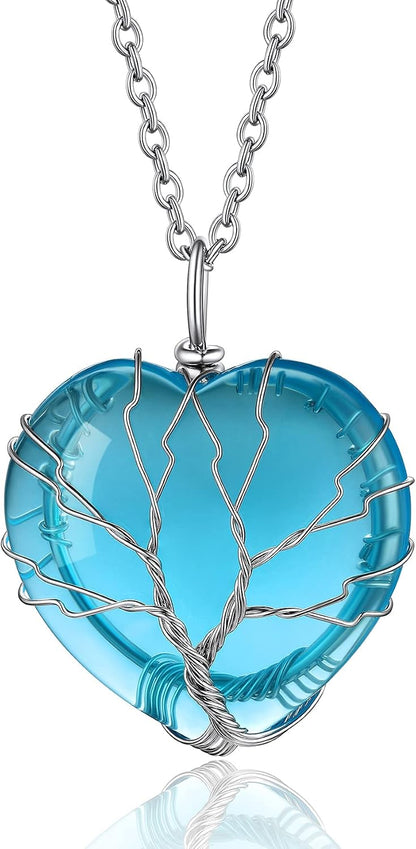 Bestyle Collar de cristal curativo envuelto en árbol de la vida, co...