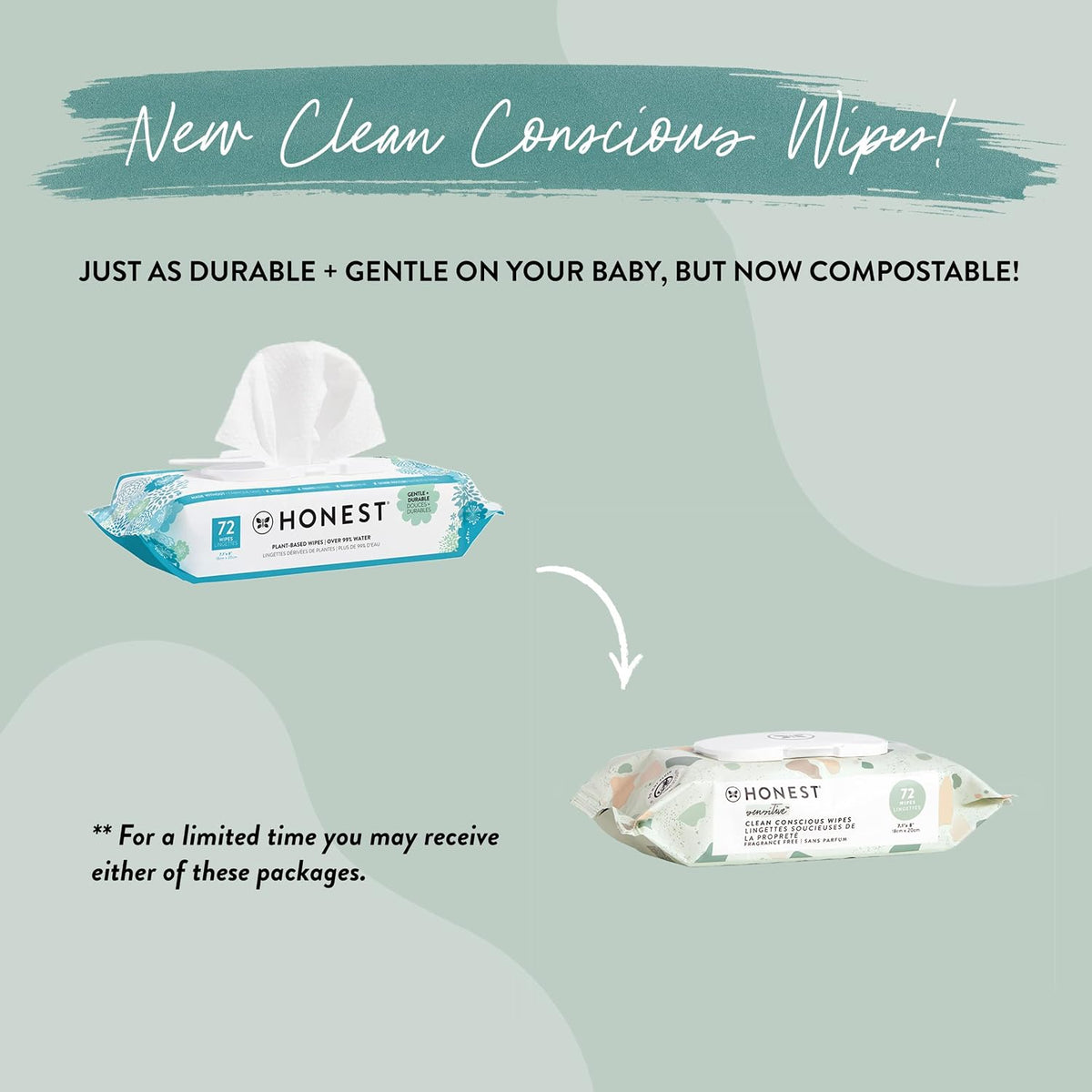 The Honest Company Toallitas sin perfume con más del 99% compostabl...