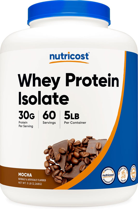 Nutricost - Aislado de proteína de suero (Mocha) 5 libras - Sin glu...