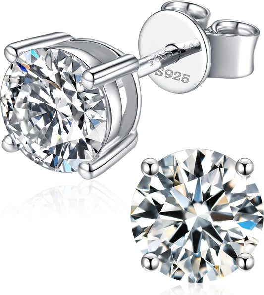 Aretes de moissanita para mujer, aretes de plata de ley 925 para ho...