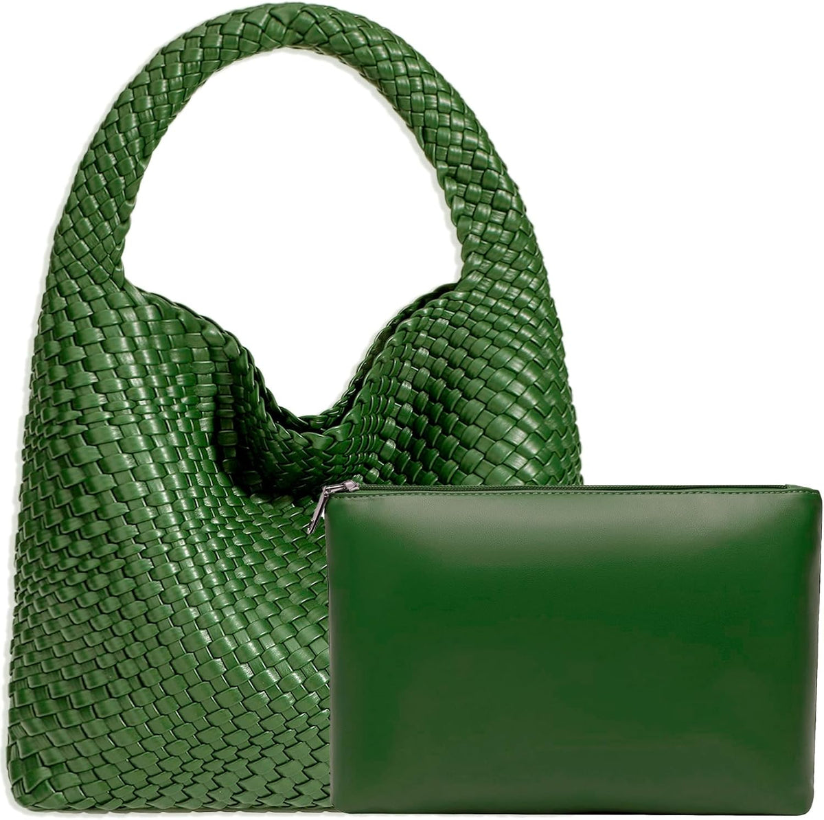 Bolso de mano de mujer con asa superior de cuero vegano tejido a ma...