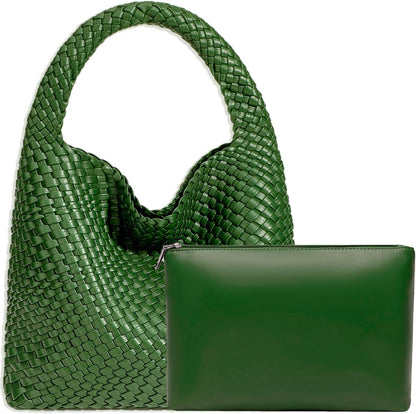 Bolso de mano de mujer con asa superior de cuero vegano tejido a ma...