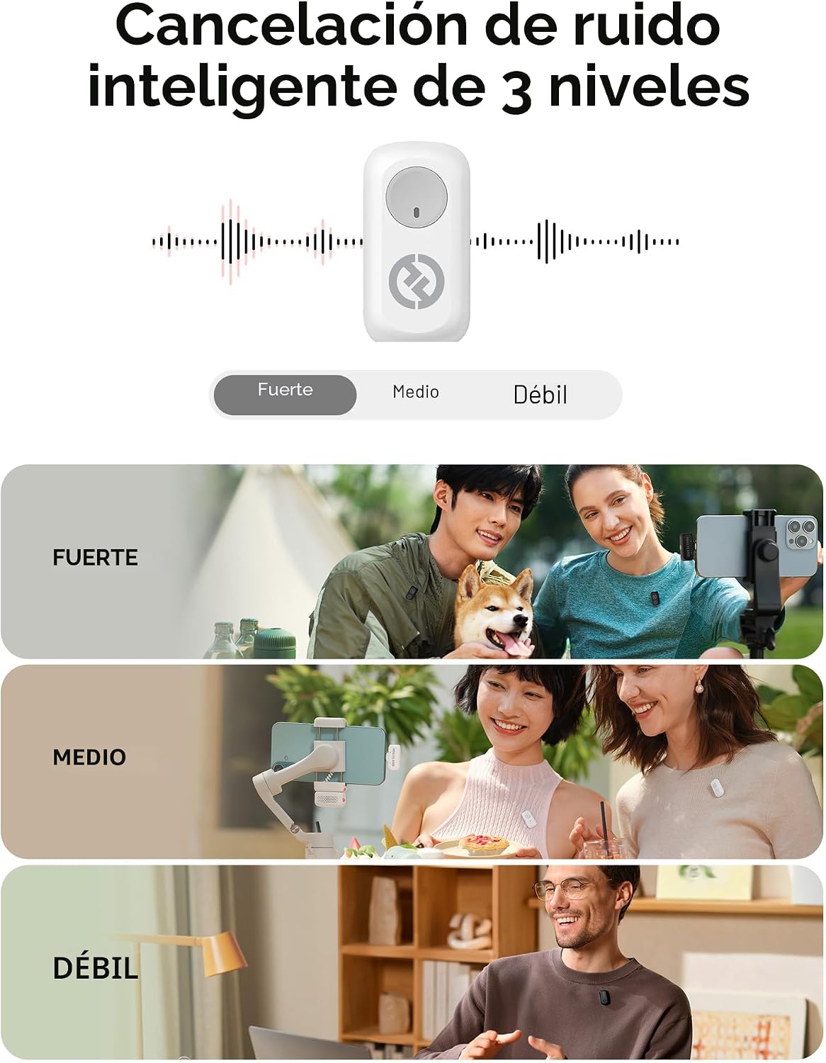 Micrófono inalámbrico Hollyland Lark A1 Mini para iPhone y Android,...