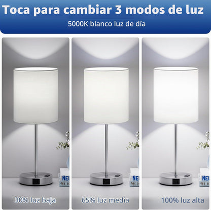 Juego de 2 lámparas táctiles plateadas de 17.6 pulgadas para dormit...