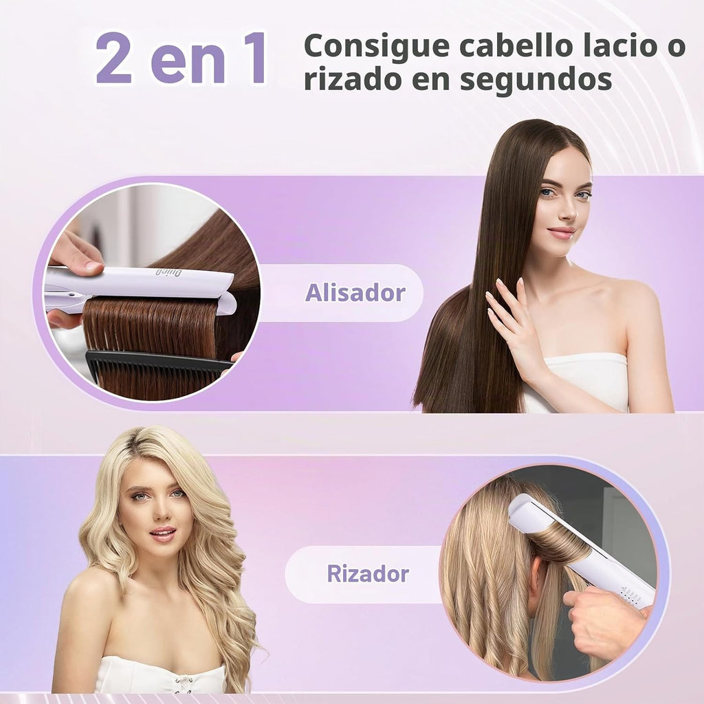 Quico Plancha de pelo, alisadora y rizadora de pelo de doble voltaj...