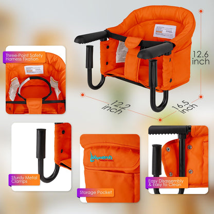 Silla alta con gancho, silla alta plegable portátil para bebés de 6...