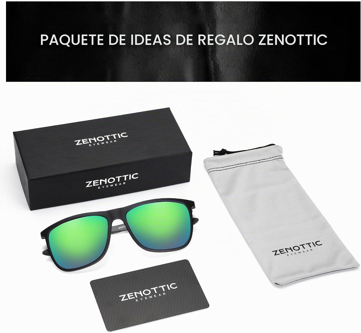 ZENOTTIC Gafas de sol polarizadas cuadradas para hombre, ultraliger...
