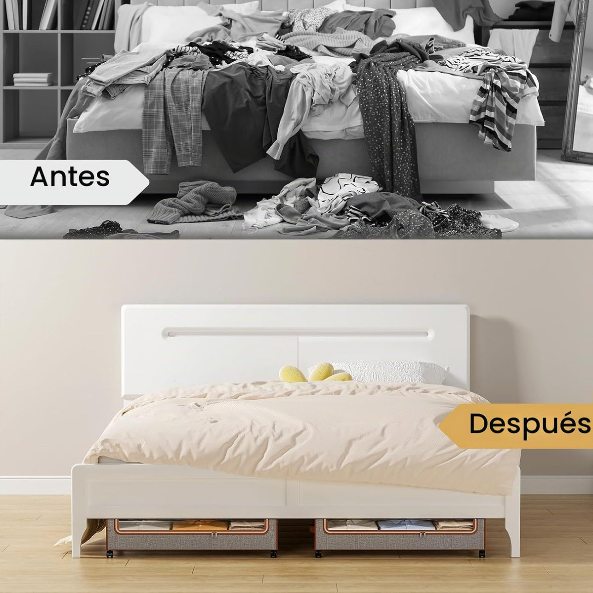 Yecaye Almacenamiento debajo de la cama con ruedas, 60 litros, paqu...
