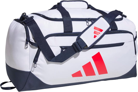 adidas Bolsa de lona Defender, Blanco\/Índigo Nocturno\/Rojo Rubí P...