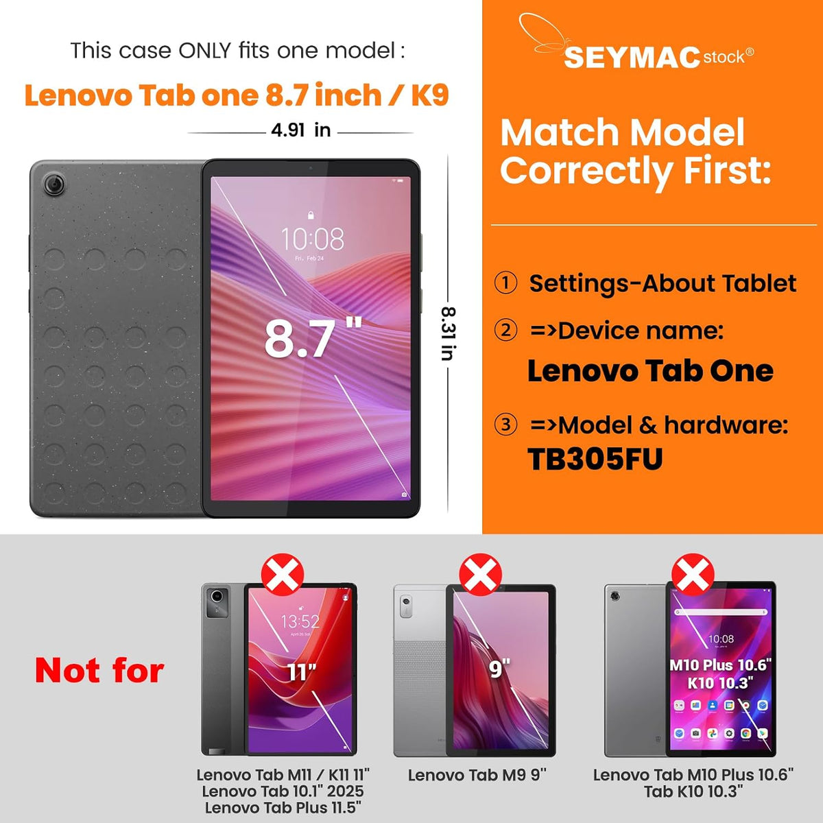 SEYMAC stock Funda para tablet Lenovo Tab One \/ K9 (TB305FU) 8.7 p...