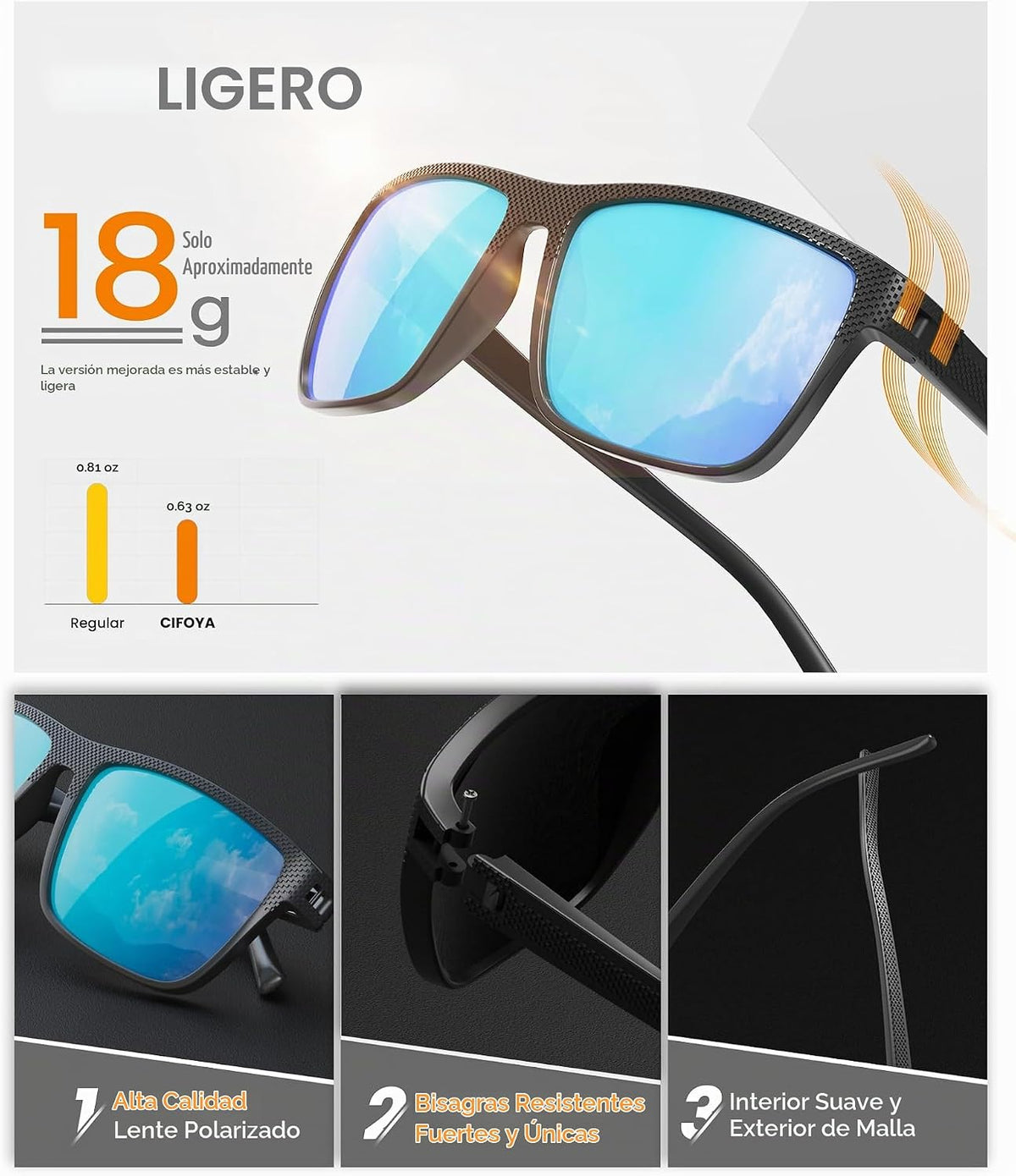 CIFOYA Gafas de sol polarizadas para hombre - Gafas de sol clásicas...