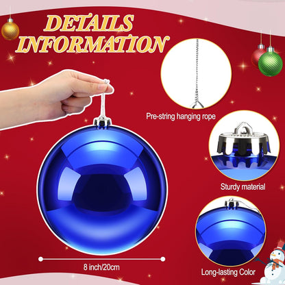 Zubebe 4 piezas Adornos de bola de Navidad extra grandes de 8"...