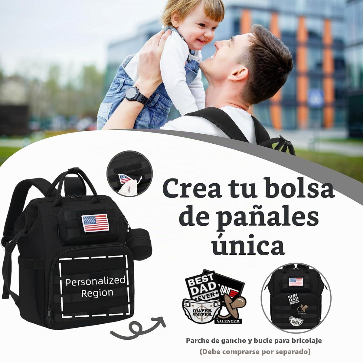 ROSEGIN Mochila para pañales para papá y hombres, bolsa grande de v...