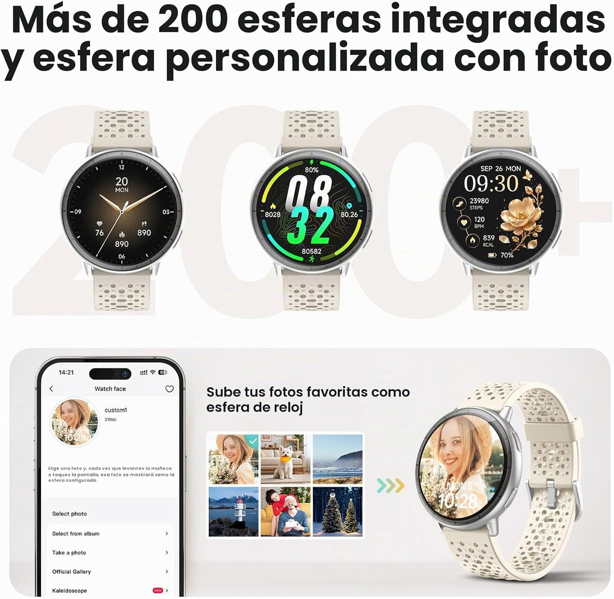 Reloj inteligente para hombres y mujeres, GPS integrado, pantalla A...
