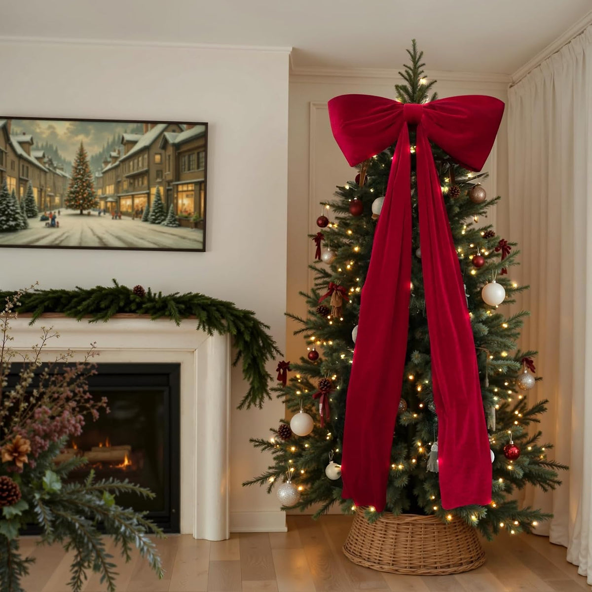 Decoraciones navideñas: lazos gigantes de 6 pies para decoración de...