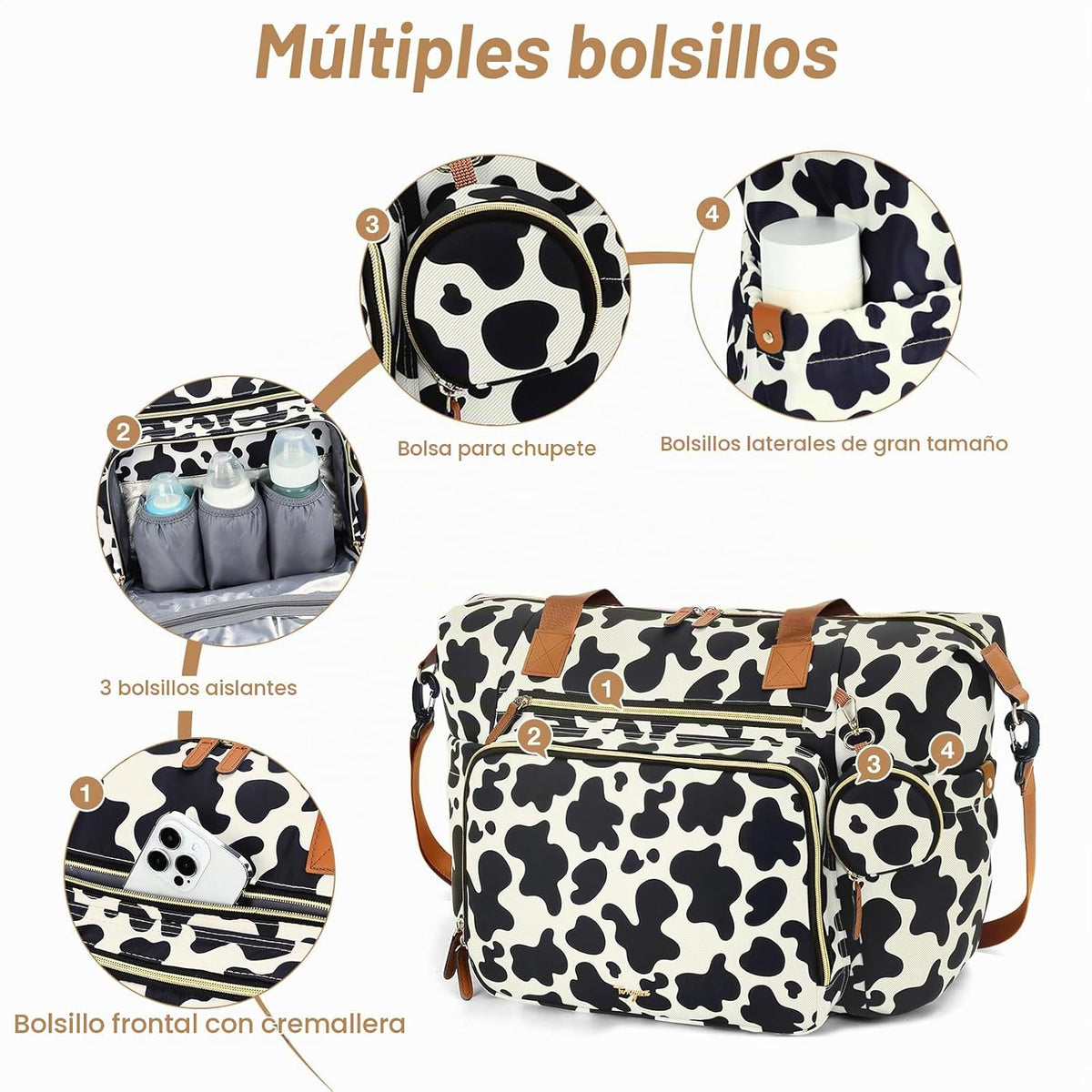 Tonyeee - Bolso para pañales, gran bolsa de pañales para bebé para...