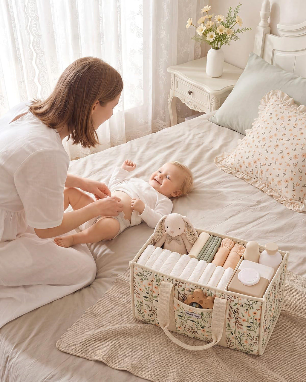 Blissful Diary Organizador de pañales para bebé, almacenamiento de...