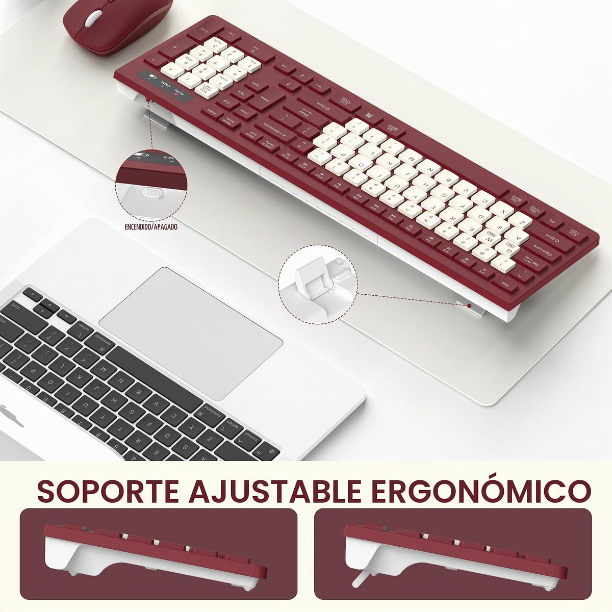 Combo de teclado y mouse inalámbricos silencioso para oficina y hog...