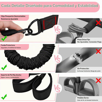 Banda de resistencia de pedal multifunción mejorada con asa, 3 band...