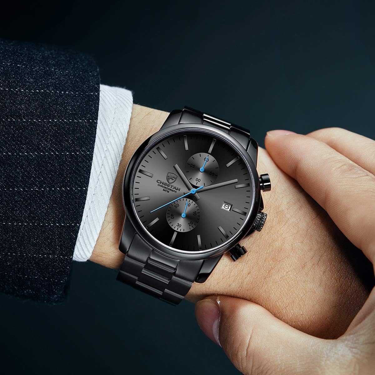 GOLDEN HOUR Fashion Business - Relojes para hombre con cronógrafo,...