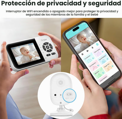 Simyke Monitor de bebé de video inteligente, pantalla de 2.8 pulgad...