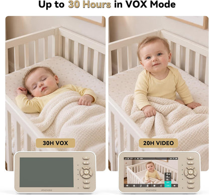 ebemate Monitor de video para bebés con 2 cámaras y audio, pantalla...